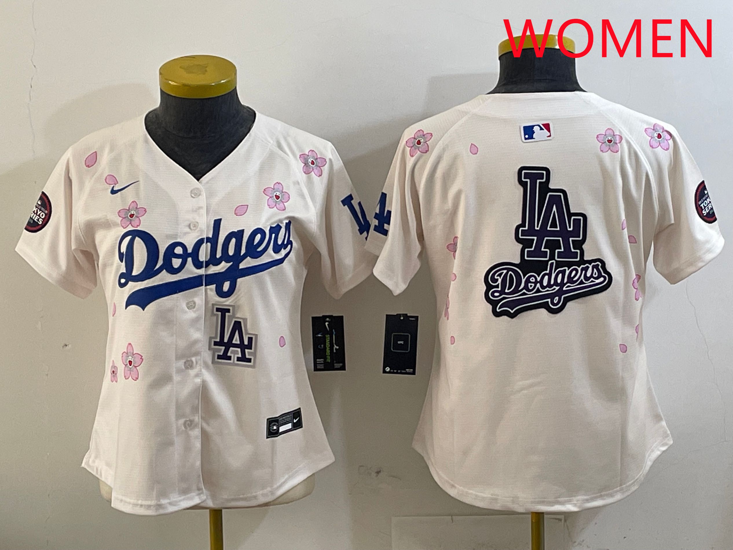 Women Los Angeles Dodgers Blank Cream Sakura Edition 2025 Nike MLB Jersey style 24